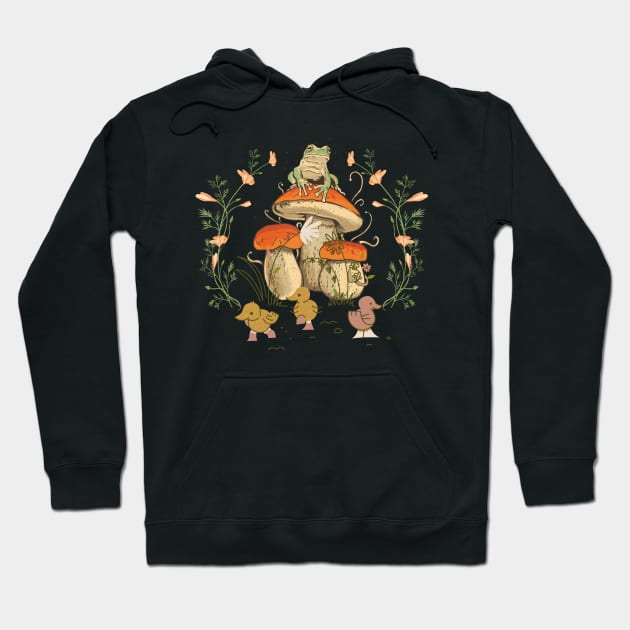 Cute Cottagecore Floral Frog And Chicks Aesthetic Gift Hoodie by JustBeSatisfied